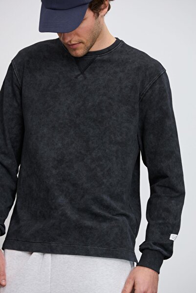 BABOKAH Eskitme Efektli Relax Fit Uzun Kol Tshirt