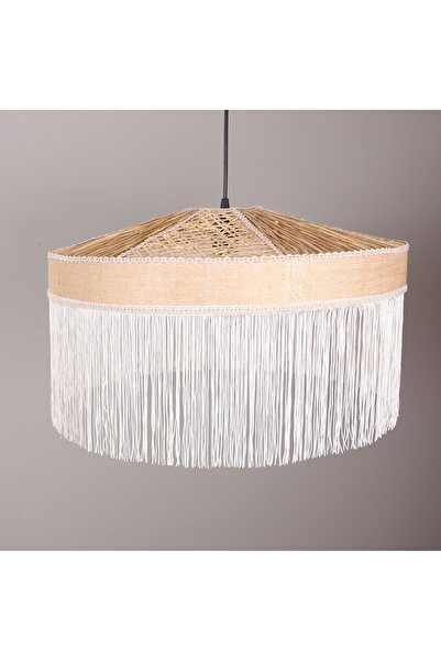 Mylamp ŞANZELİZE 50x30 cm Doğal Hazeran - RAFYA ve Kumaş Avize