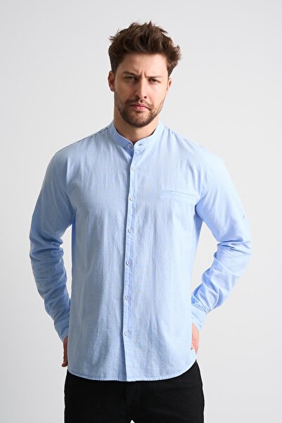 ALEXANDERGARDI Ανδρικό λινό πουκάμισο με μακρυμάνικο γιακά Judge