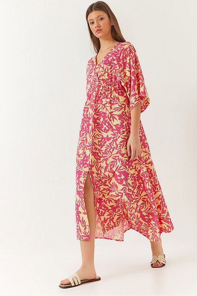 Bianco Lucci Women's Double Breasted V Neck Front Slit Detail Print Dress 60261411