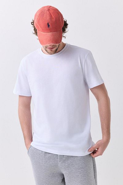 Trendiz Λευκό ανδρικό μπλουζάκι Basic - 100% βαμβάκι 2091