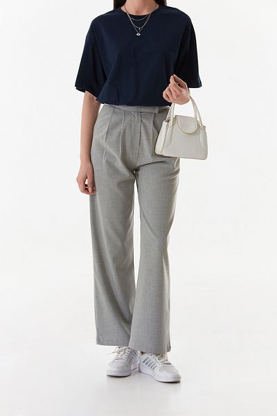 Fulla Moda Velcro Zippered Palazzo Fabric Trousers