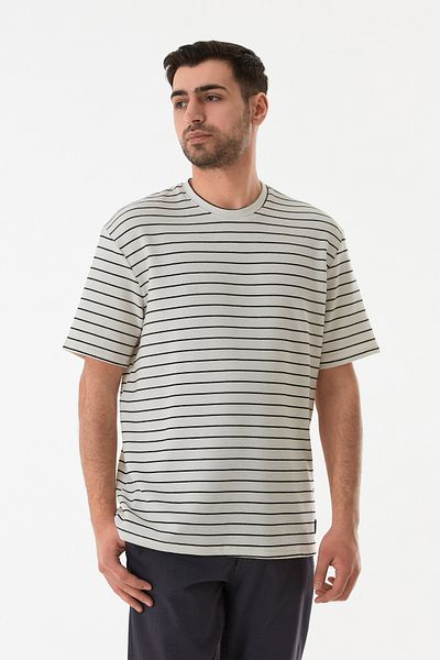 Fulla Moda Μπλουζάκι με ριγέ Jacquard Crew Neck