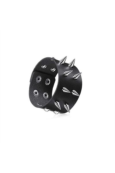 Choice 2 Punk Rock Studded Bracelet Set Spiked Leather Cuff Bracelet for Men Women 80s Wristband Emo Brace.