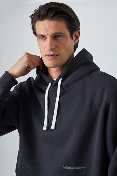 GRIMELANGE Narciso Men's Soft Fleece Inside Anthracite Sweatshirt