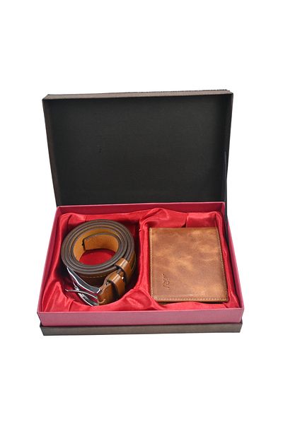 Sia Çanta Genuine Leather Groom Set of 2 Belt & Wallet & Custom Belt Size & Wallet Model Change Feature
