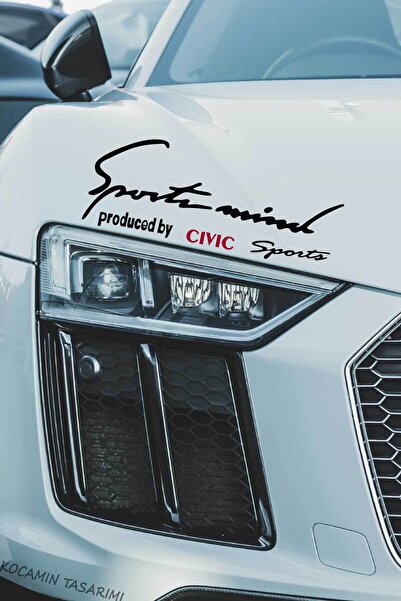 Kocamın Tasarımı Honda Civic Sport Mind Far Şeridi Sticker Siyah Kırmızı Özel...