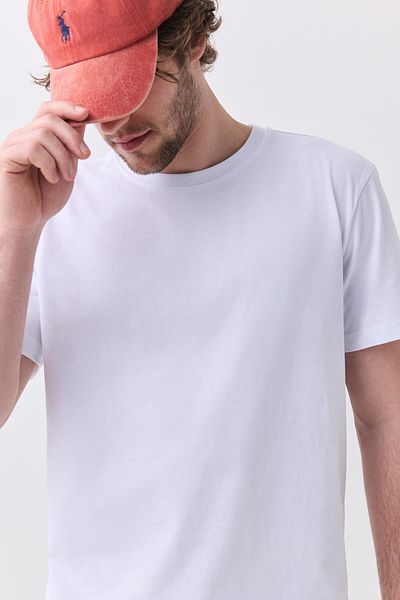 Trendiz Λευκό ανδρικό μπλουζάκι Basic - 100% βαμβάκι 2091