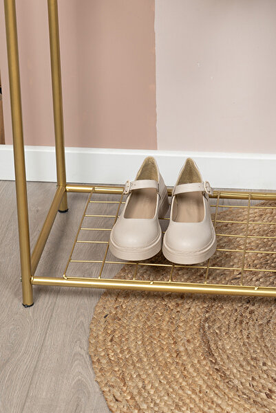 Fec Reklam 3 Raflı Metal Ayaklı Askılık Raflı Ayaklı Elbise Askılığı Konfeksiyon Askılığı Sunta Raflı