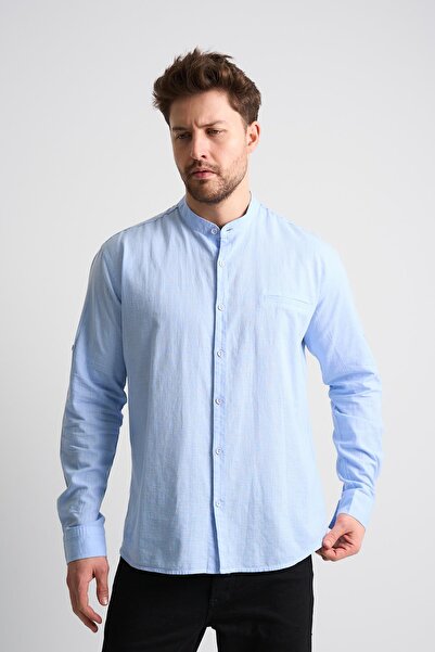 ALEXANDERGARDI Ανδρικό λινό πουκάμισο με μακρυμάνικο γιακά Judge