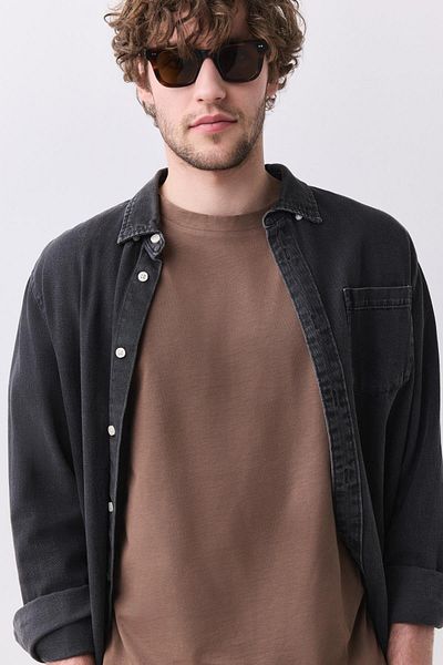 Trendiz Ανδρικό T-Shirt Basic 100% βαμβάκι - Καφέ 2091