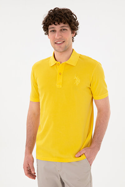U.S. Polo Assn. Erkek Slim Fit Polo Yaka Sarı Basic Tişört 50294207-VR044