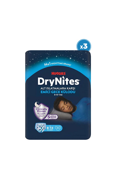 DryNites Huggies Drynites Gece Külodu Erkek 8-13 Yaş 30-48 Kg 3 Paket 27 Adet