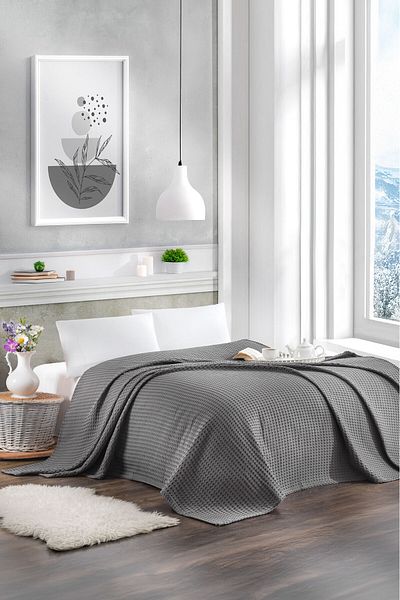 Naturosa Double Gray Color Waffle Pike 100% Cotton 200X220 cm