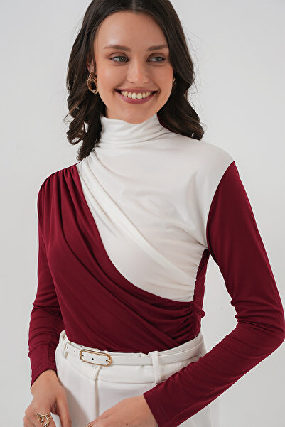Bigdart 940 Gather Detailed Sandy Blouse - Burgundy
