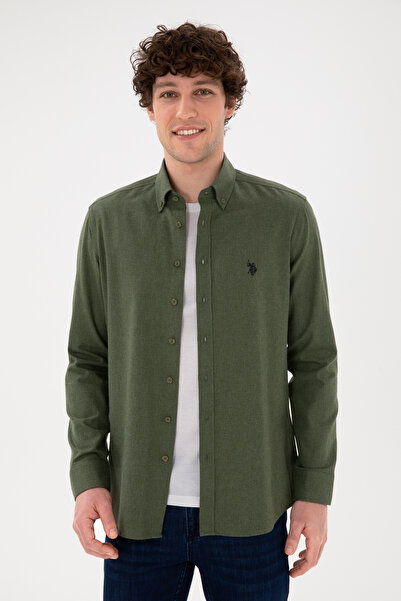U.S. Polo Assn. Erkek Haki Uzun Kollu Basic Gömlek 50296757-VR027