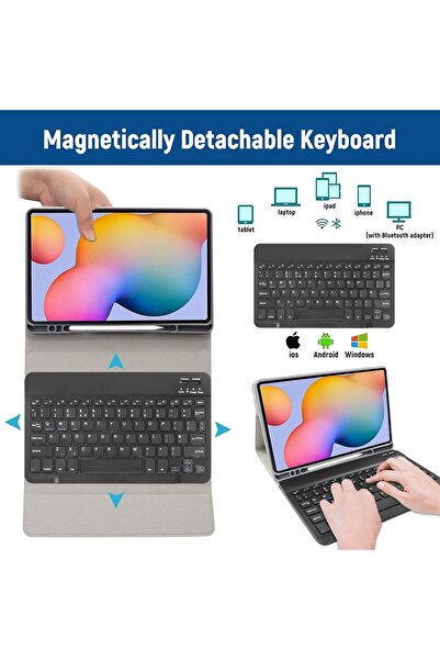 AWH Keyboard Case for Samsung Galaxy Tab S6 Lite 10.4", Bluetooth UK Layout, Black