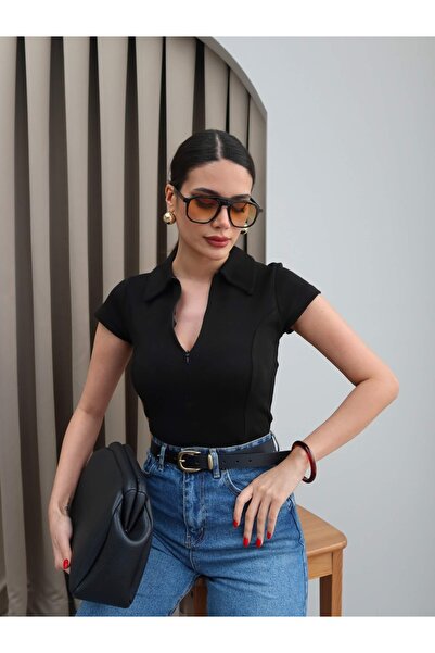 ESRAHELVACI Zippered Short Sleeve Body