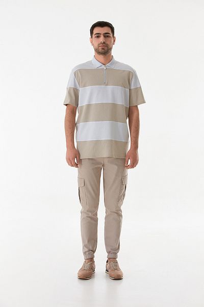 Fulla Moda Μπλουζάκι με μισό φερμουάρ Polo Neck Color Block