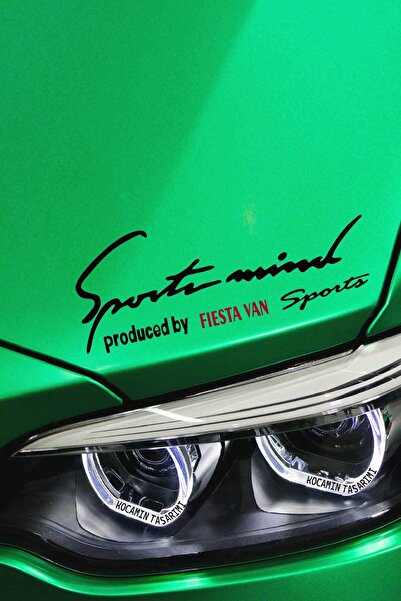Kocamın Tasarımı Ford Fiesta Van Sport Mind Far Yazı Sticker Siyah Zemin Kırm...