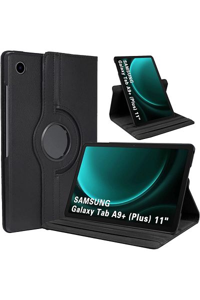AWH حافظة قابلة للدوران 360 درجة لجهاز Samsung Galaxy Tab A9+ 11" 2023 SM-X210/SM-X215/SM-X218 أسود