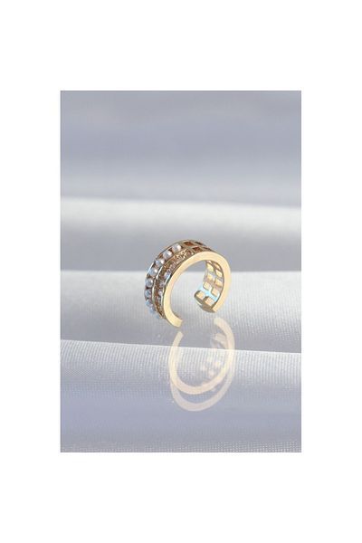 Skygo Brass Gold Color Pearl Baguette Stone Earcuff Earrings - Tj-Bkp9339
