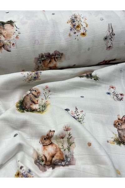 Kumaş Sevdası Τρισδιάστατη ψηφιακή εκτύπωση Bebe Muslin Πανί Πλάτος 180cm ΠαπλωματοθήκηSwaddleJumpsuit Κάλυμμα Κουβέρτα Κάτω Άνοιγμα Σκηνή παιχνιδιού
