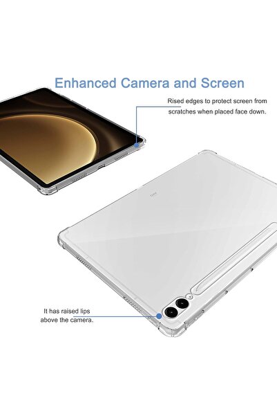 AWH Carinacoco Clear Case for Samsung Galaxy Tab S9 FE Plus 12.4", Soft TPU Shockproof Cover