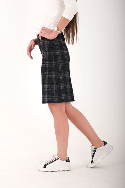 Blues Outlet Women's Plaid Skirt-Dark Blue