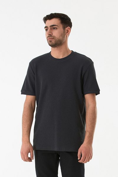 Fulla Moda Μπλουζάκι από ύφασμα βάφλα με λαιμόκοψη