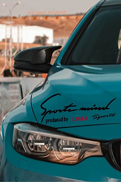 Kocamın Tasarımı Fiat Linea Sport Mind Şerit Sticker Siyah Zemin Kırmızı Yazı...