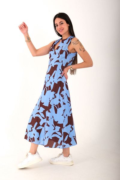 Blues Outlet Rochie de damă albastră cu decolteu în V fără miros