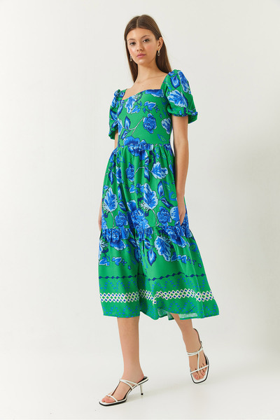 Bianco Lucci Γυναικείο φόρεμα Tericoton με τετράγωνο μανίκι καρπούζι 60261412