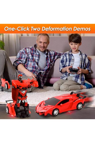 Yelajoy Remote Control Car, Rechargeable Transformable Car with Flashing Lights and 360°Rotation