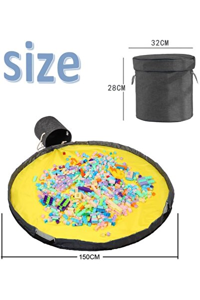 Yelajoy Toy Storage Bag,Outdoor Toy Quick Storage, Portable Play Mat,Toy Storage Bag Drawstring,Black