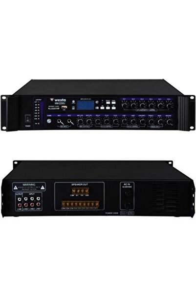 markentegra Westa WM-2250U 250 Watt 100 Volt USB-SD-Bluetooth 6 Bölgeli Trafolu Mixer Anfi