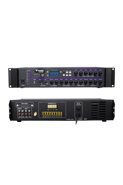 markentegra Westa WM-2250U 250 Watt 100 Volt USB-SD-Bluetooth 6 Bölgeli Trafolu Mixer Anfi