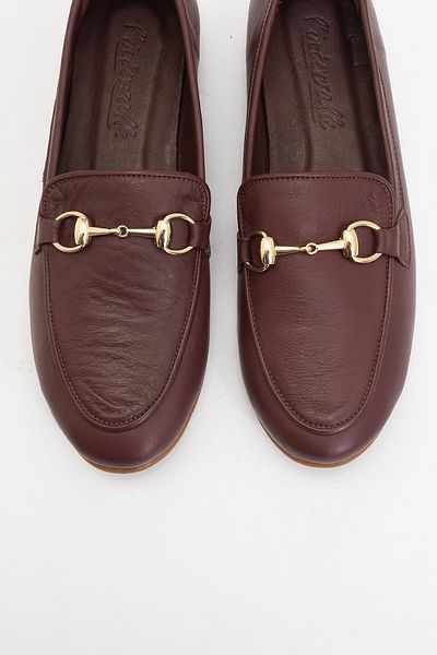 LuviShoes TREXIE Burgundy Skin Echtes Leder Schnalle Damen Loafer Schuhe