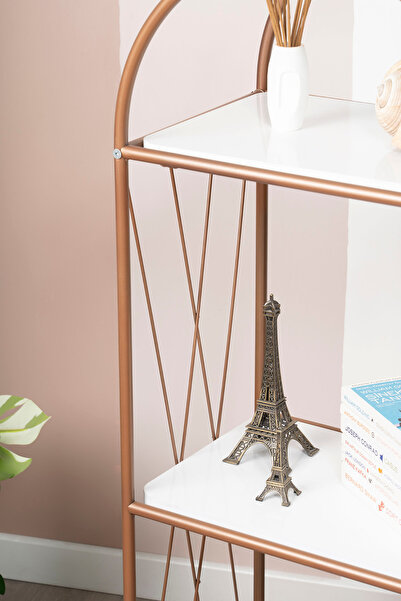 Fec Reklam Demeter Dekoratif Raf Mobilya Kitaplık Dekoratif Metal Mobilya Gold 3 Raflı Kitaplık