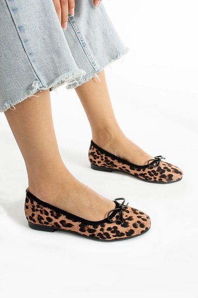 eformoda by emre yılmaz Pantofi de damă leopard zilnic confortabili casual clasici Balerina B34