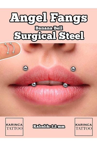 Karınca Piercing Angel Fangs Piercing Lip Banana Bell Angel Bites Piercing (2 Pcs)