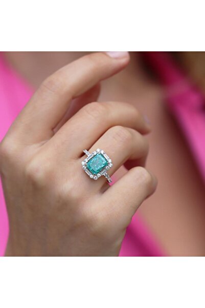 Necati Gün Paraiba Taşlı Baget Vintage Gümüş Yüzük