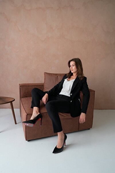 nodilife Cep Aksesuarlı Kadın Takım Elbise Siyah