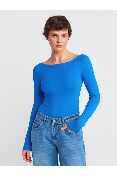 Dilvin 31332 Boat Neck Long Sleeve Top-Saks