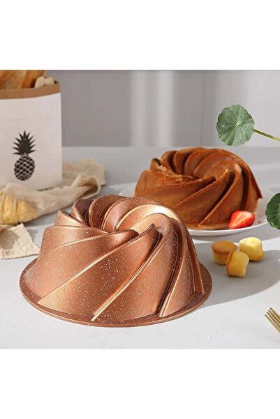 ALMUFARREJ Granite Spiral Shaped Cake Mould Bronze 25cm