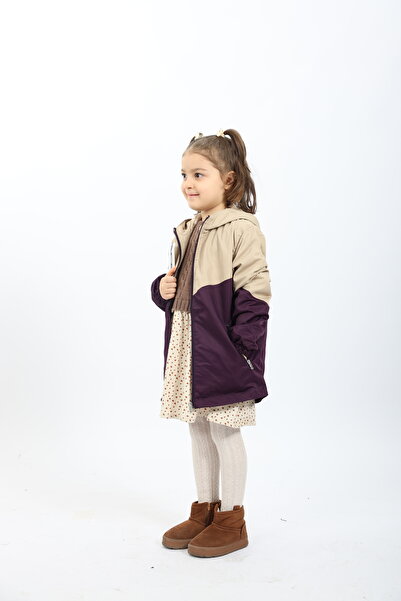 JUNİOR TİAMO Lined Hooded Waterproof Airtight Stylish Girl Raincoat