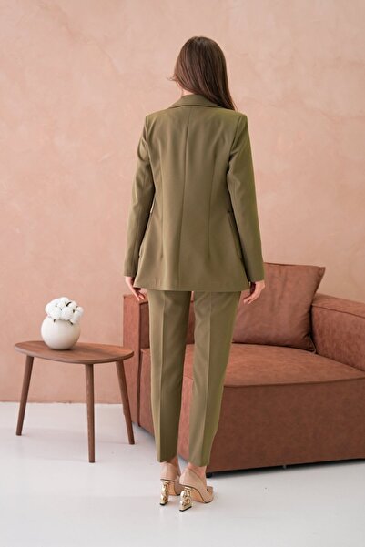 nodilife Cep Aksesuarlı Kadın Takım Elbise Haki