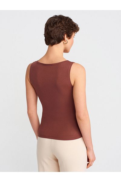 Dilvin 20868 Di̇lvi̇n Boat Neck Sleeveless Top T-Shirt
