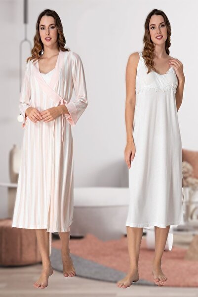 LOHOUSE Women's Ecru Strappy Maternity Pajamas Set of 4