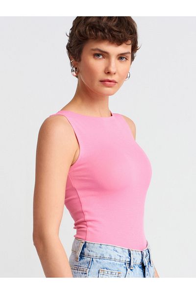 Dilvin 20868 Di̇lvi̇n Boat Neck Sleeveless Top T-Shirt